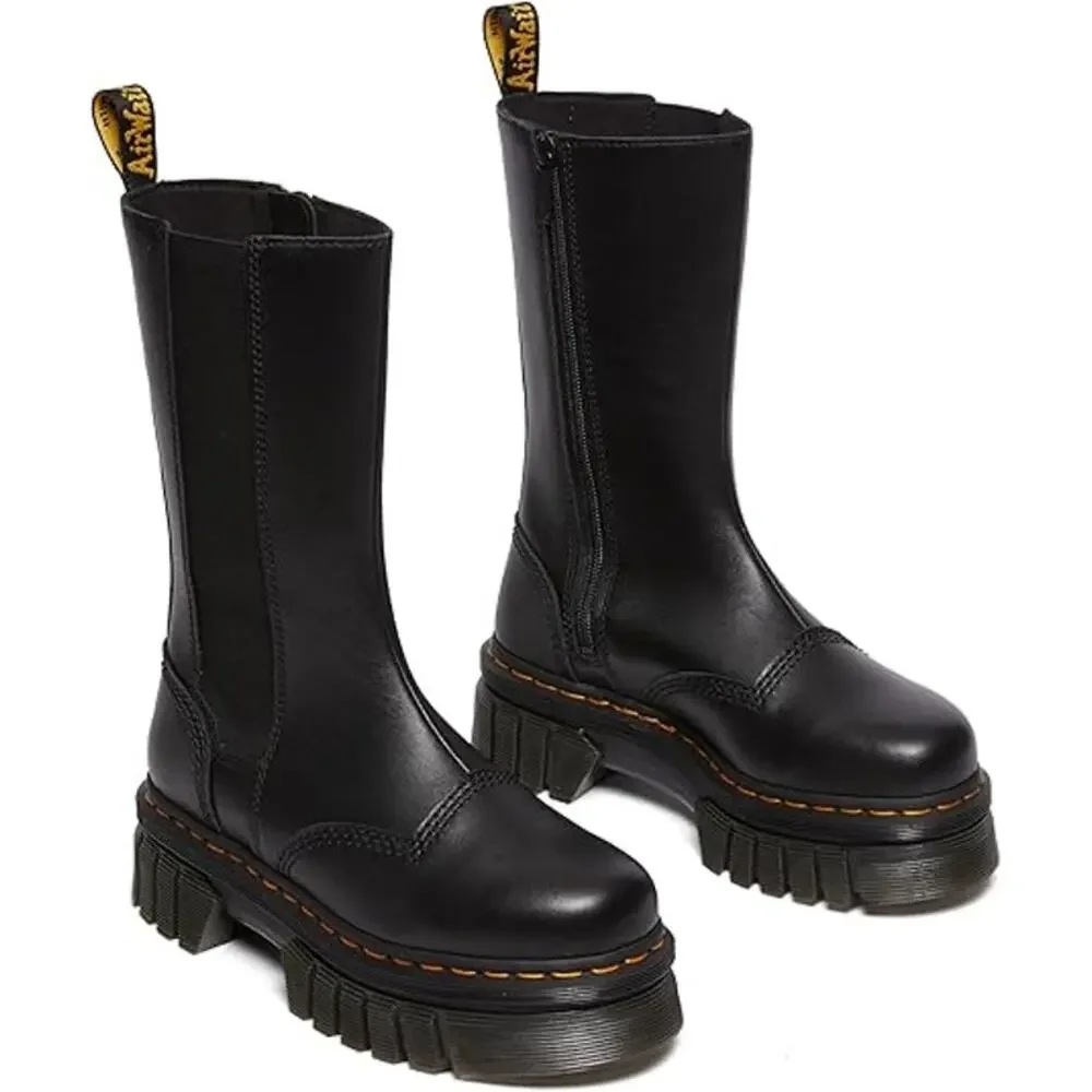 Dr. Martens Audrick Tall Chelsea Boot Pull-On in Black Nappa Leather Size 7 NWB